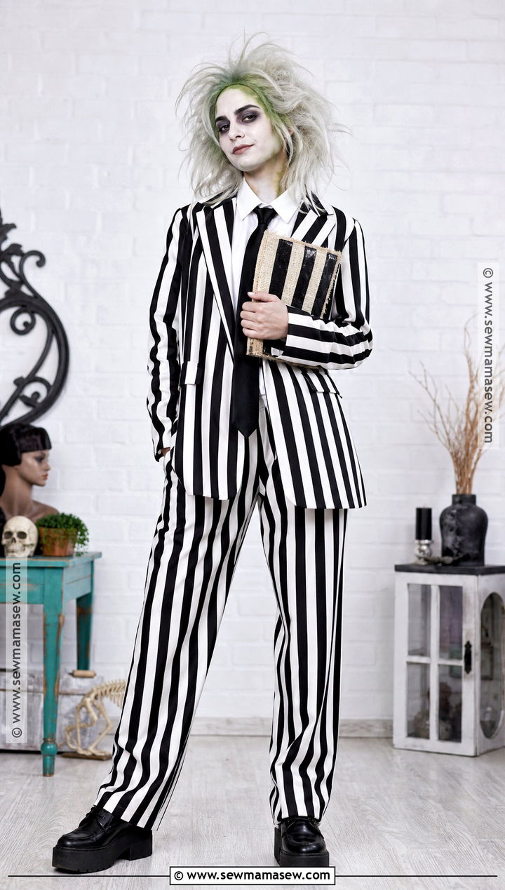 Beetlejuice Costume With Striped Suit - 35 costume ideas for women