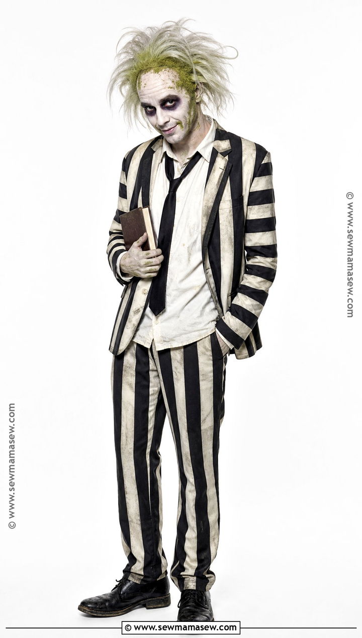 Beetlejuice Costume With Striped Suit - 35 Halloween Costume Ideas for Men