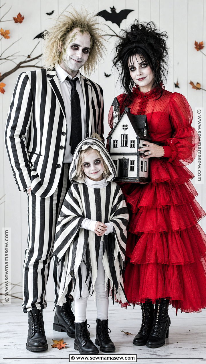 Beetlejuice Family Costume - 45 family of 3 halloween costumes