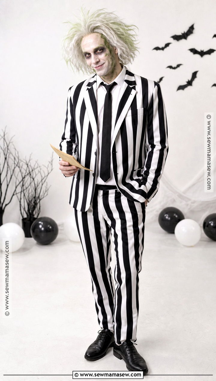 Beetlejuice Inspired Striped Suit Costume - 35 80s halloween costumes