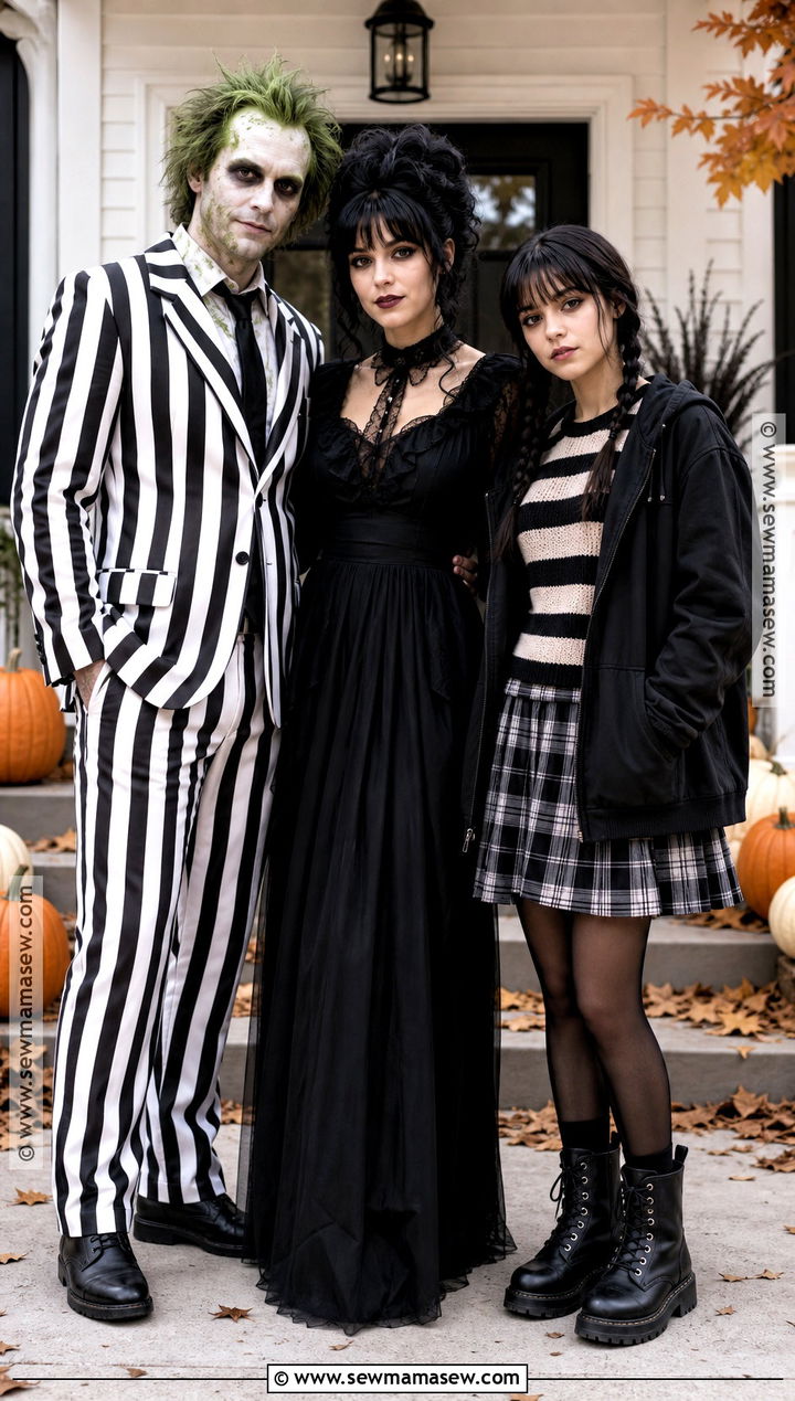 Beetlejuice Lydia And Astrid Family Costume - 30 beetlejuice family costume ideas