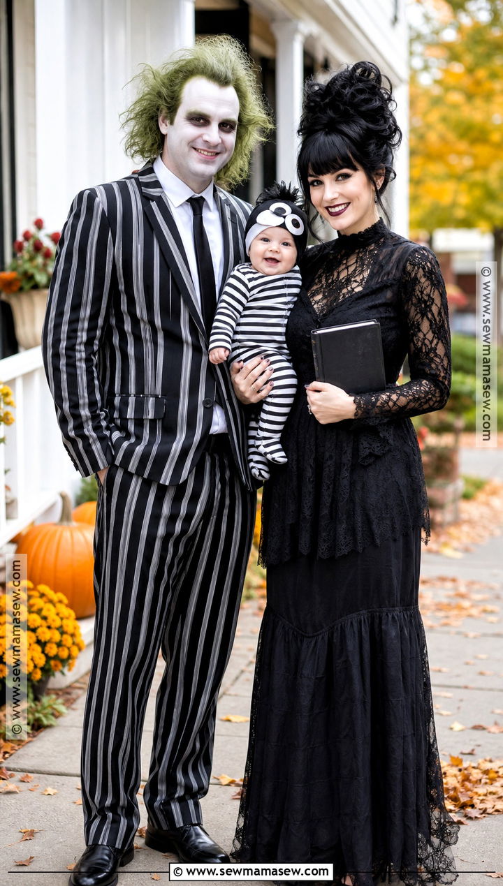 Beetlejuice Lydia And Baby Sandworm Costume - 30 beetlejuice family costume ideas