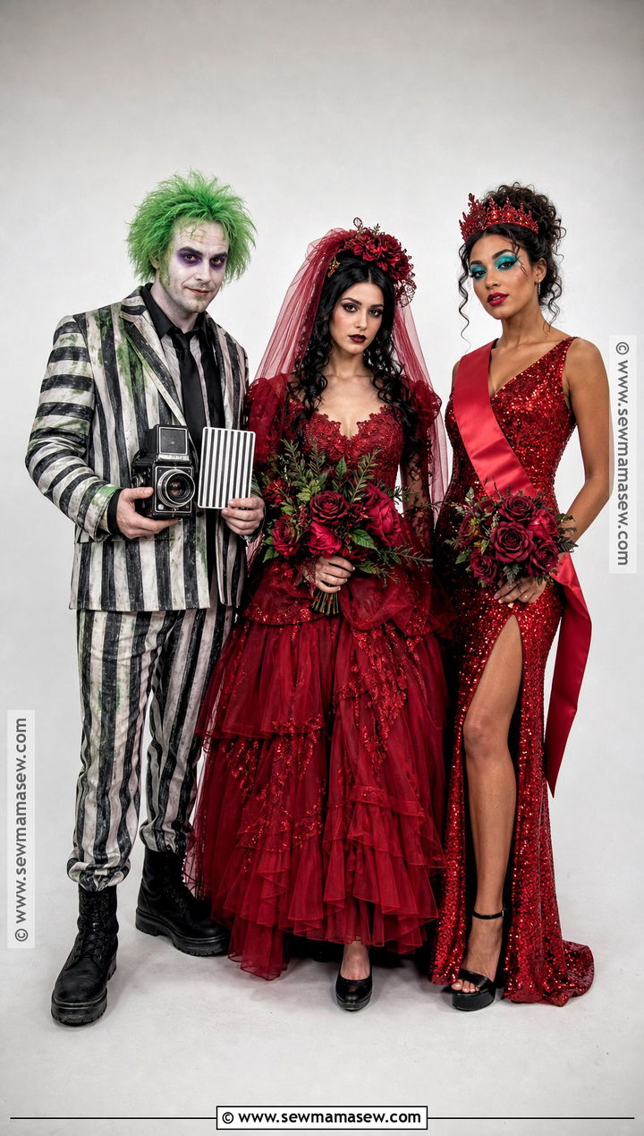 Beetlejuice Lydia And Miss Argentina Family Costume - 30 beetlejuice family costume ideas