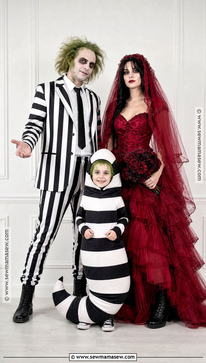 Beetlejuice Lydia And Sandworm Family Costume - 30 beetlejuice family costume ideas