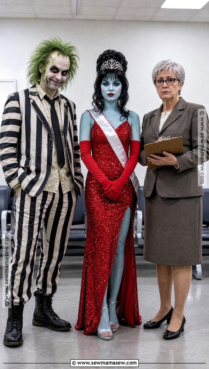 Beetlejuice Miss Argentina And Juno Family Costume - 30 beetlejuice family costume ideas