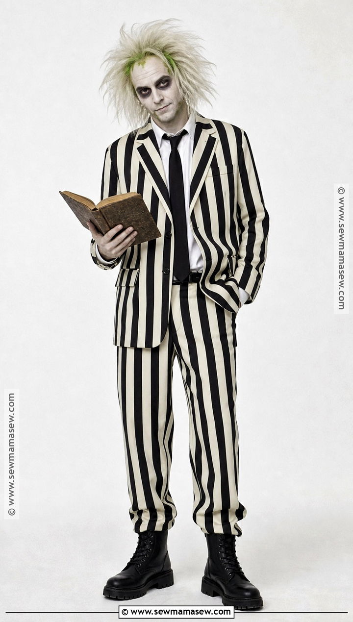 Beetlejuice Striped Suit Costume - 35 tim burton halloween costumes
