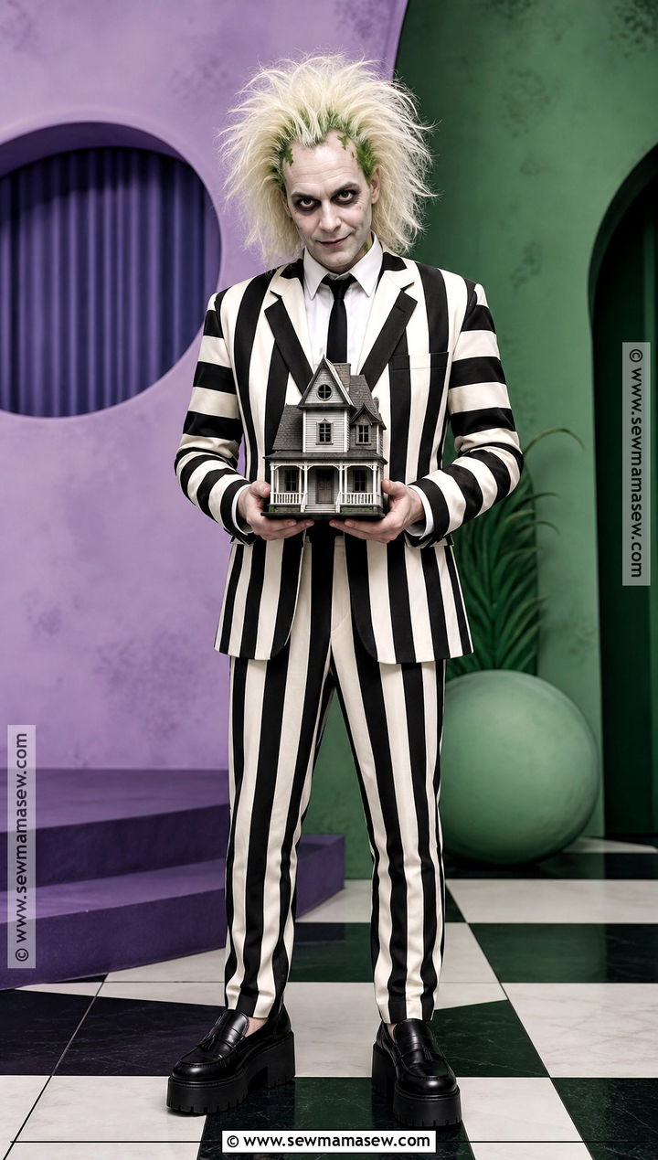 Beetlejuice Striped Suit Costume - 30 Hollywood Characters Costume Ideas