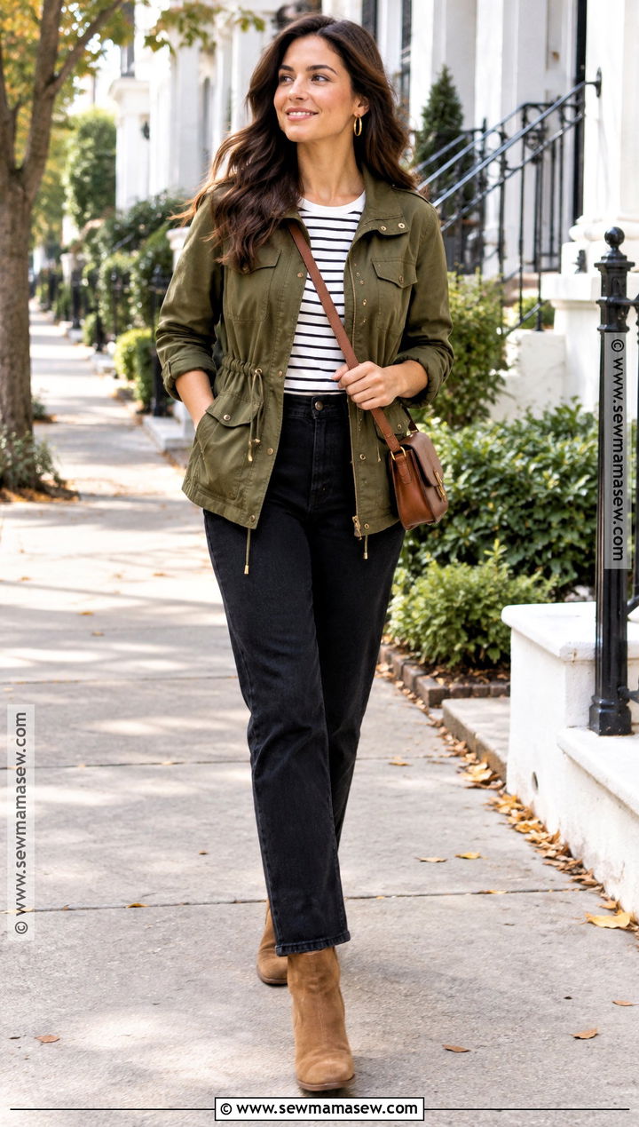 Beginning Of Fall Outfit With Utility Jacket And Black Jeans - 25 beginning of fall outfit ideas