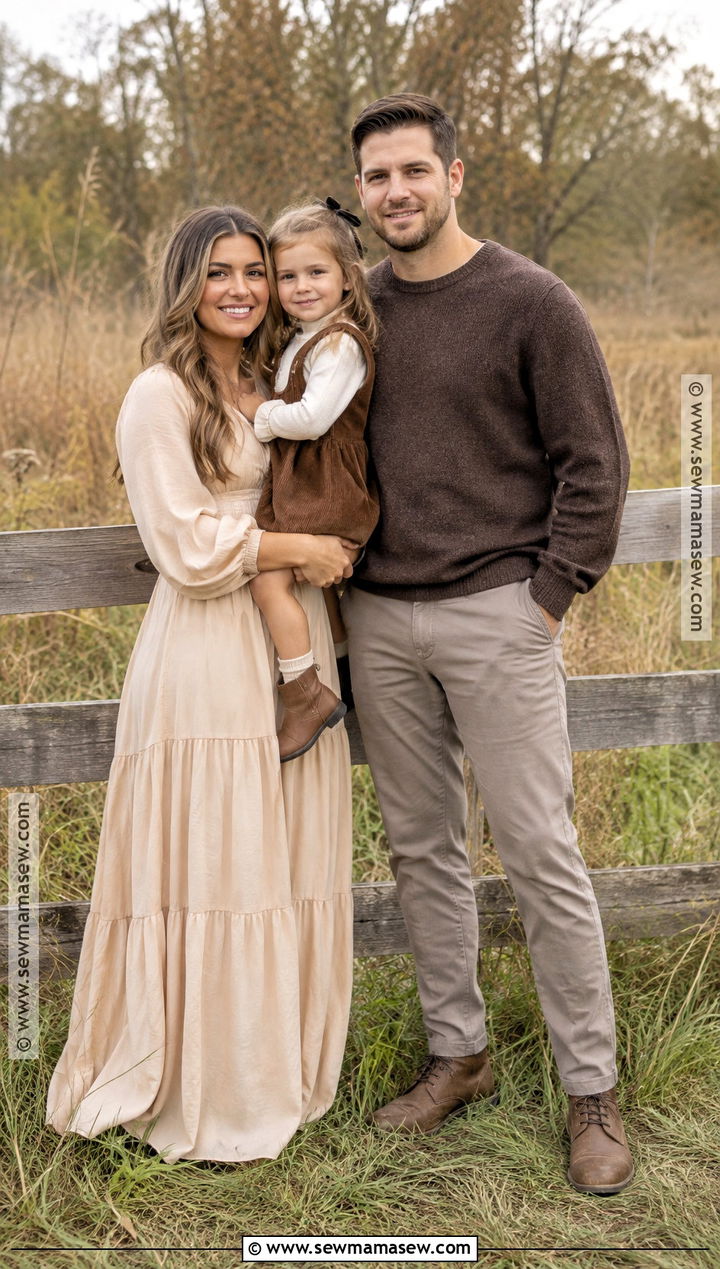 Beige And Chocolate Brown Fall Family Picture Outfits - 20 Neutral Family Picture Outfits Fall