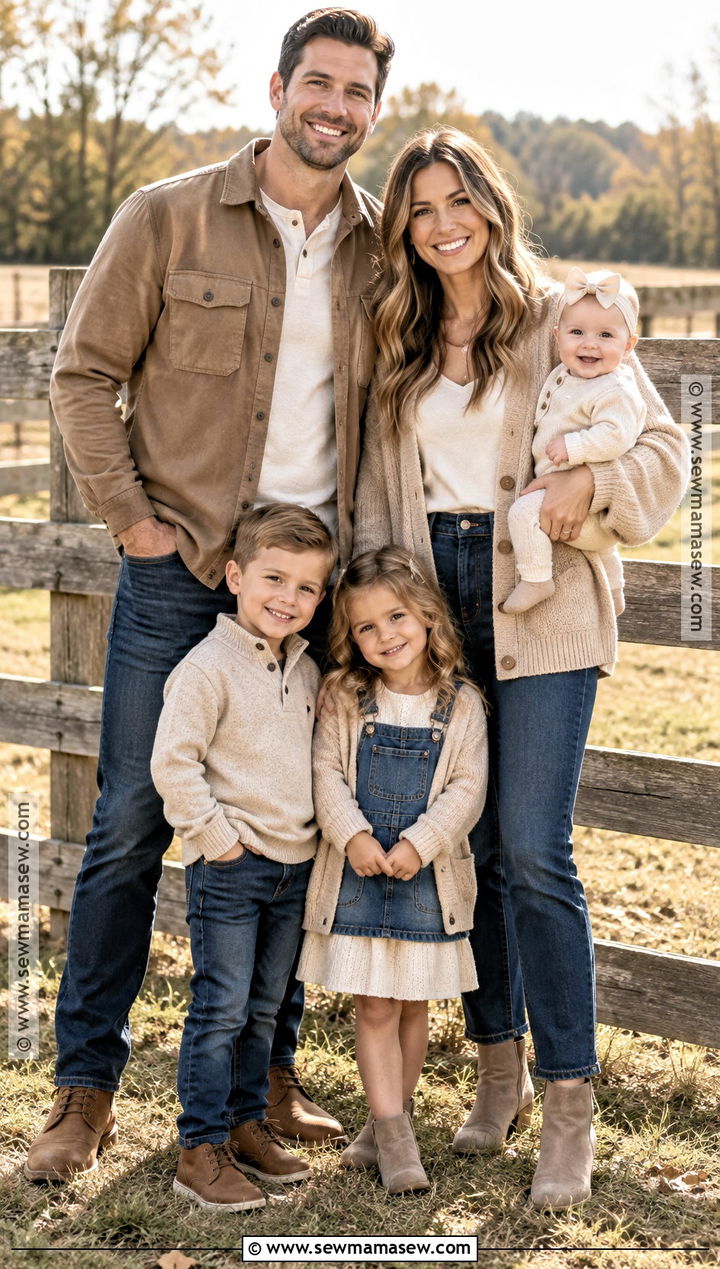 Beige And Denim Family Fall Picture Outfit - 15 family fall pictures outfits neutral