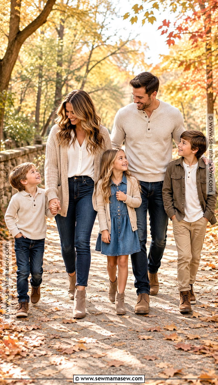 Beige And Denim Family Outfits - 15 fall family photos neutral outfits