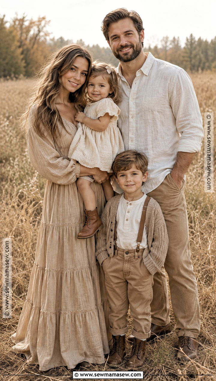 Beige Boho Family Photo Outfit - 15 beige family photo outfits fall