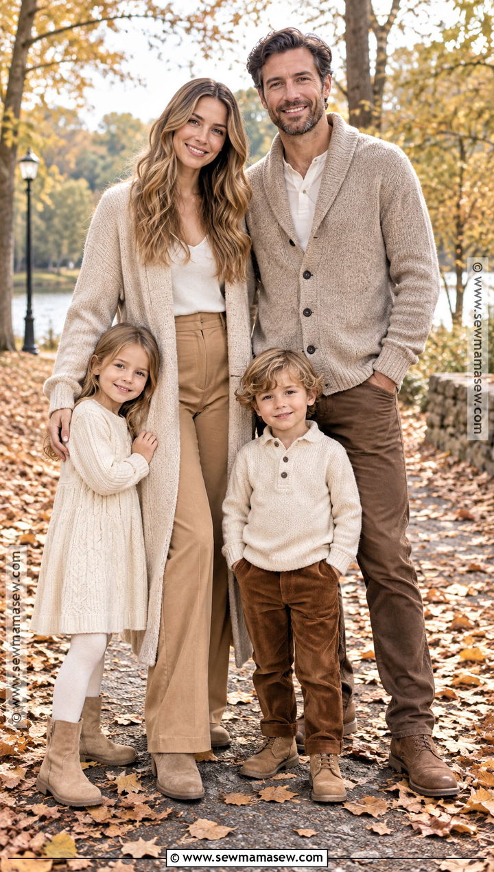 Beige Cardigan Family Photo Outfit - 15 beige family photo outfits fall
