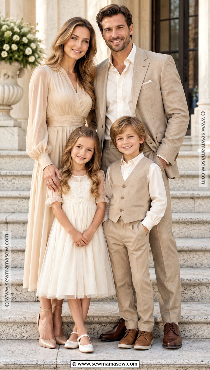 Beige Formal Family Photo Outfit - 15 beige family photo outfits fall