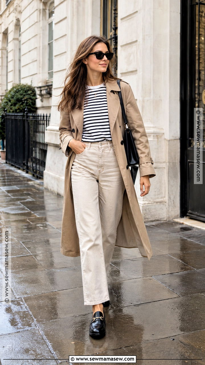 Beige Jeans With Trench Coat - 20 beige jeans outfit fall