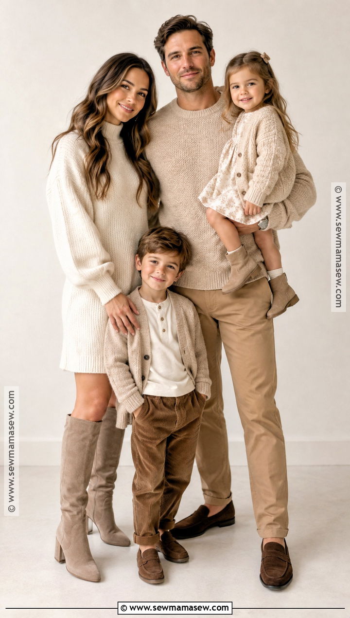 Beige Monochrome Fall Family Photo Outfits - 25 fall family photo outfits