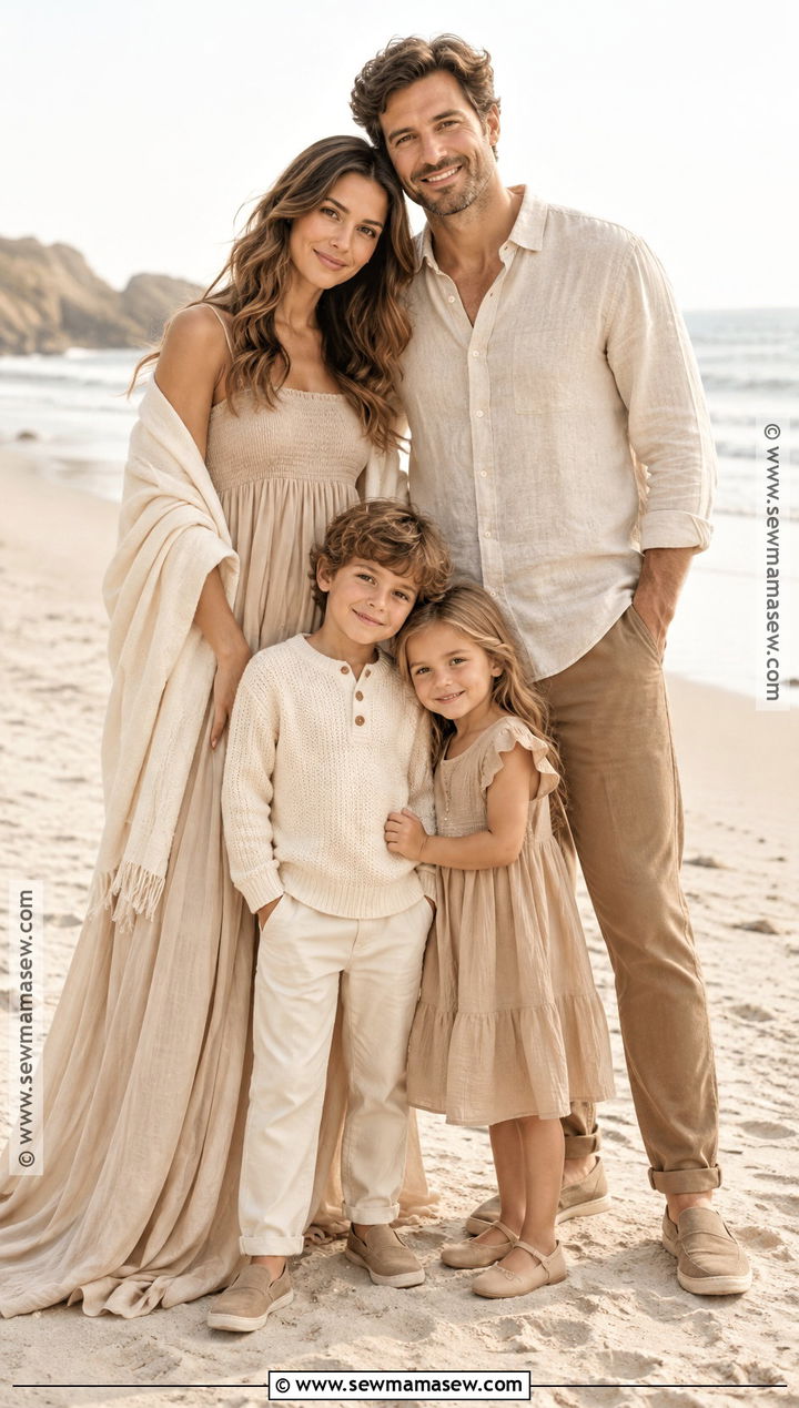 Beige Monochrome September Family Photo Outfits - 20 family photo outfits september