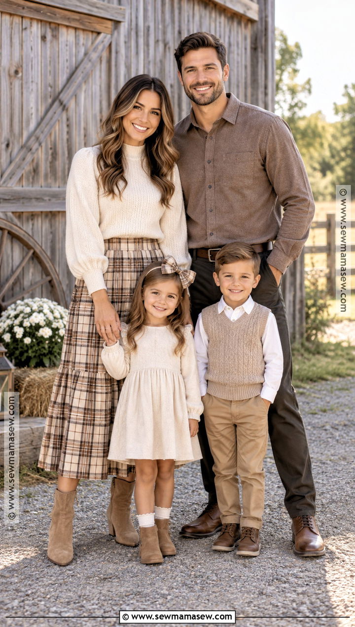 Beige Plaid Family Photo Outfit - 15 beige family photo outfits fall