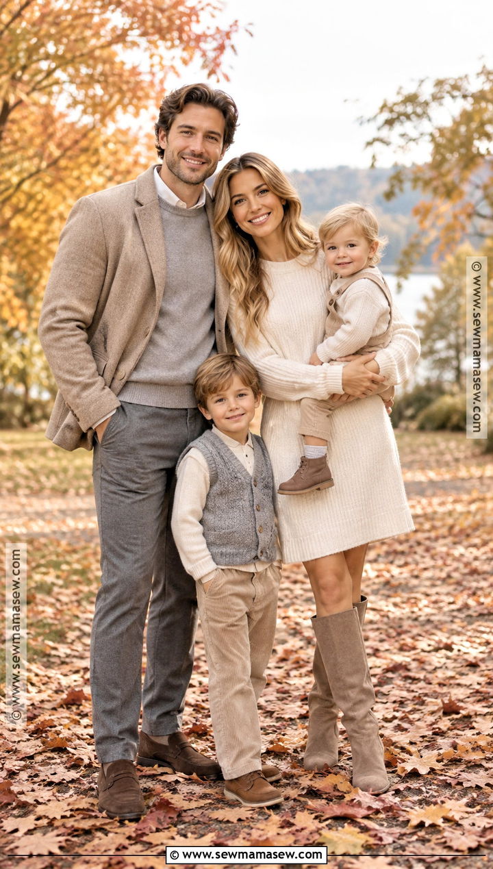 Beige Soft Gray And Ivory Fall Family Photo Outfits - 15 family photo outfit fall color schemes ideas