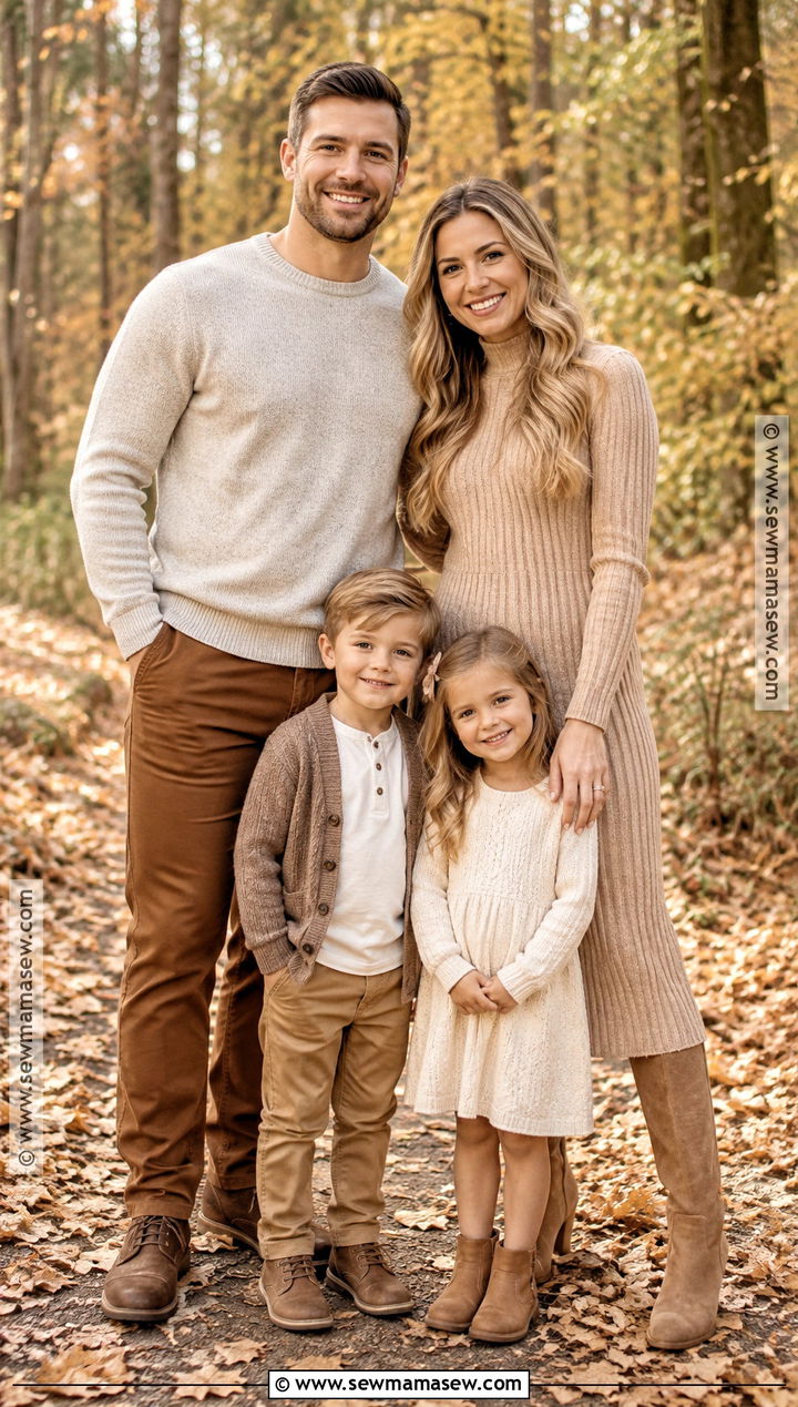 Beige Sweater Dress Family Photo Outfit - 15 beige family photo outfits fall