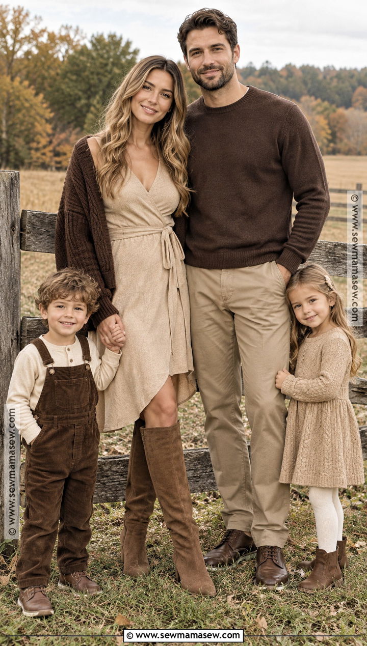 Beige and Chocolate Brown Fall Family Picture Outfit - 15 fall family pictures neutral outfits