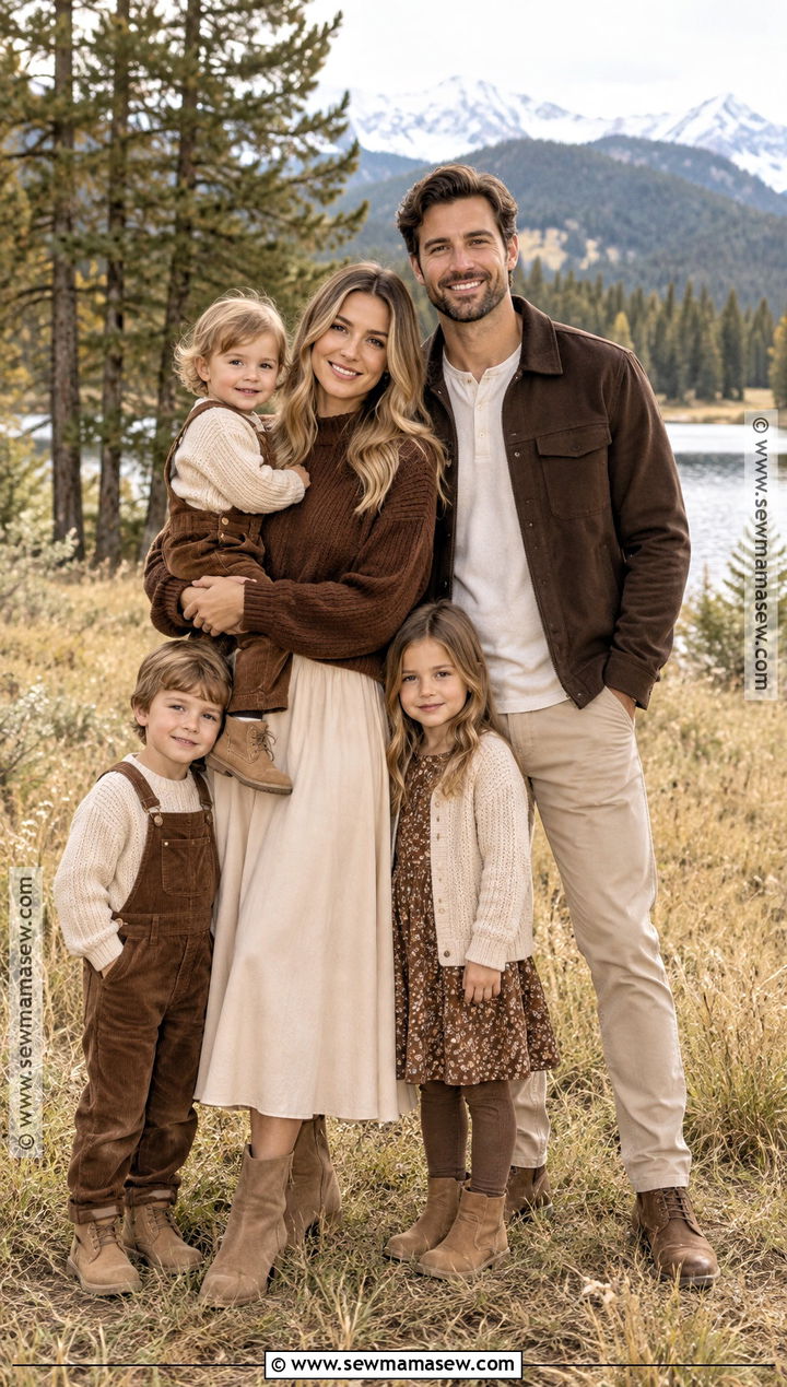Beige and Chocolate Brown Family Photo Outfit - 15 beige family photo outfits fall