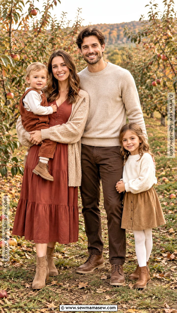 Beige and Rust Family Photo Outfit - 15 beige family photo outfits fall