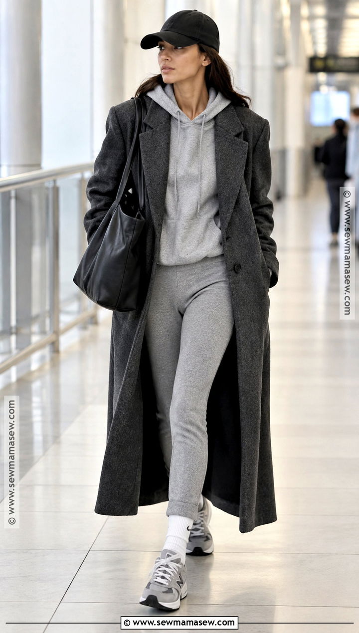 Bella Hadid Autumn Long Wool Coat And Hoodie Outfit - 20 bella hadid autumn style ideas