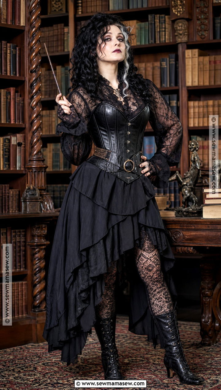 Bellatrix Lestrange Costume With Black Corset Dress - 30 Villain Costume Ideas