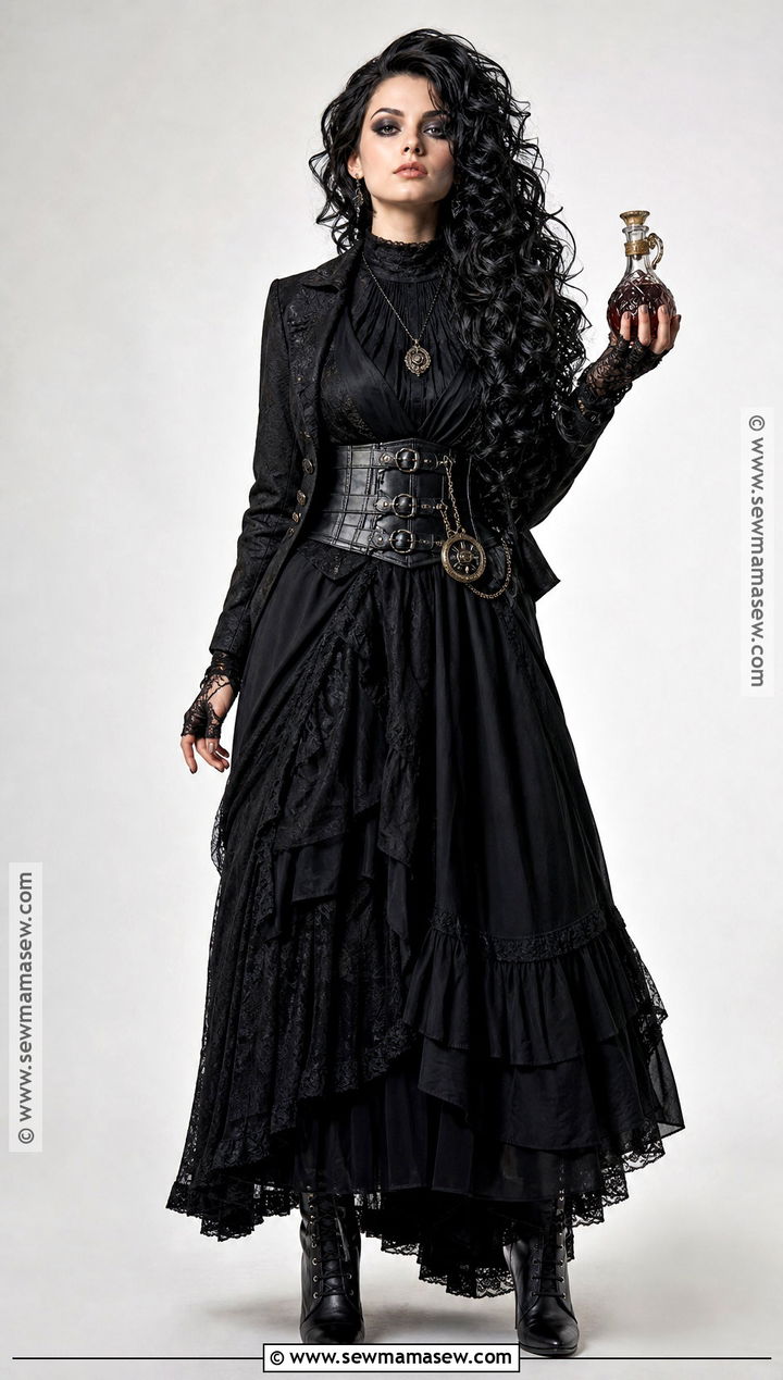 Bellatrix Lestrange Costume With Black Corset Dress - 30 curly hair costumes