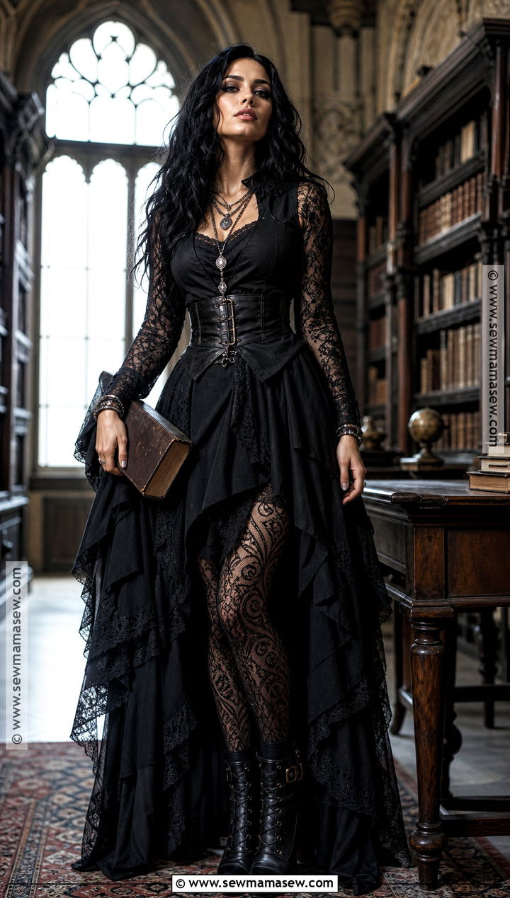 Bellatrix Lestrange Costume With Layered Black Dress - 30 long black hair costume ideas