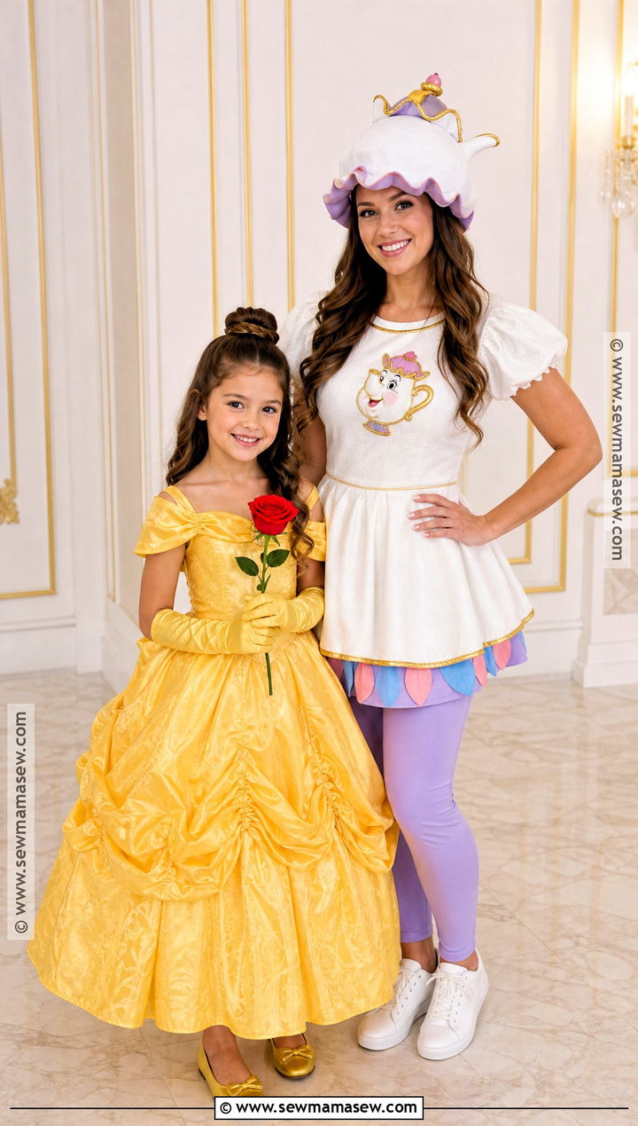 Belle And Mrs Potts Costume - 35 Mother Daughter Halloween Costumes