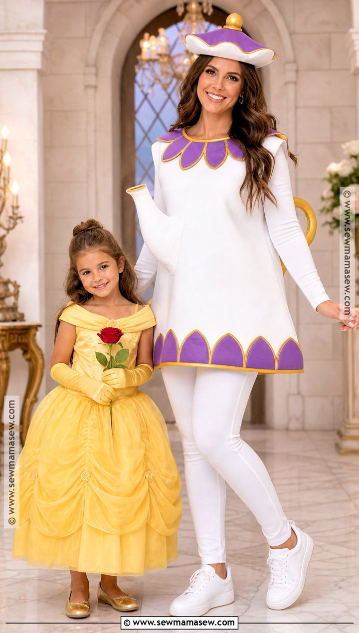 Belle And Mrs Potts Costume - 30 mom daughter halloween costumes