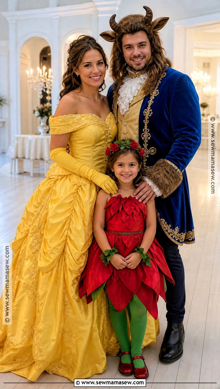 Belle Beast And Rose Family Costume - 40 Beauty And The Beast Costume Ideas