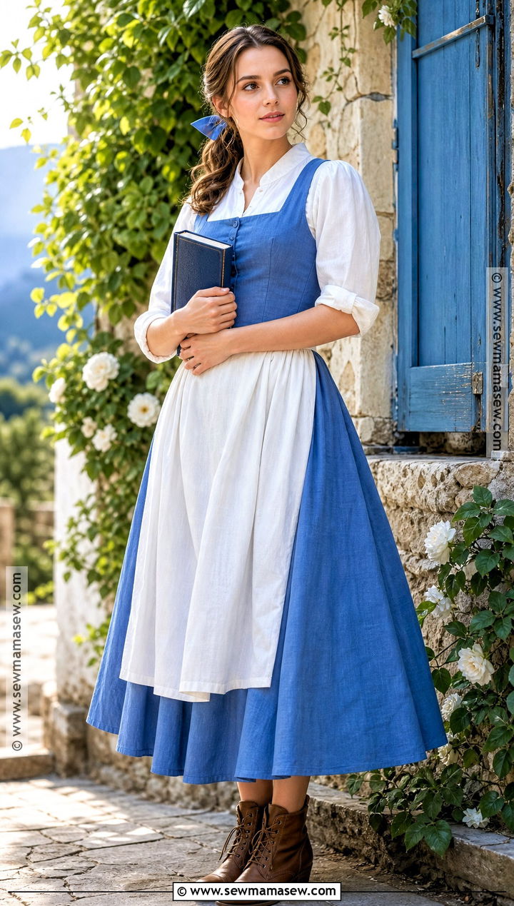 Belle Costume With Blue Midi Skirt - 45 belle halloween costume ideas