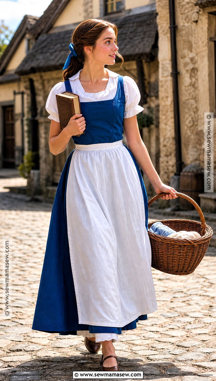 Belle Costume With Blue Pinafore Dress - 45 belle halloween costume ideas