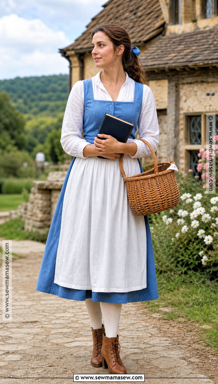 Belle Costume With Blue Pinafore Dress - 30 halloween costumes modest