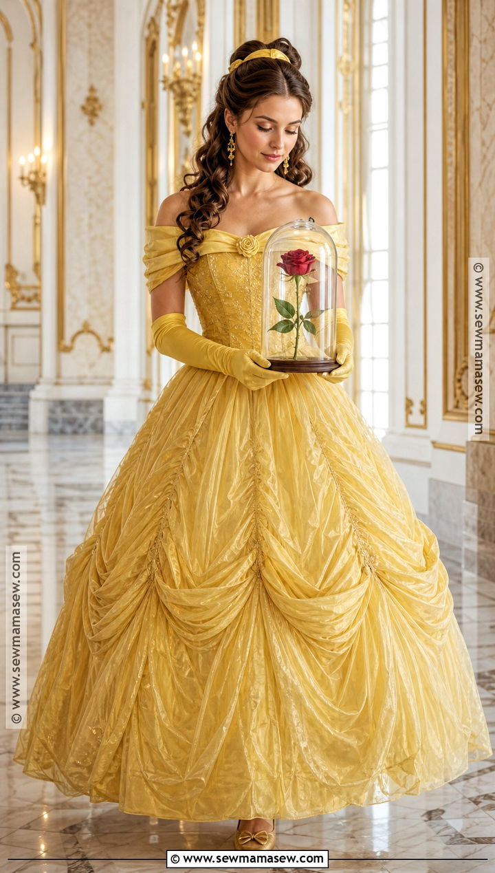 Belle Costume With Half Up Brown Curls - 35 halloween costumes brown hair
