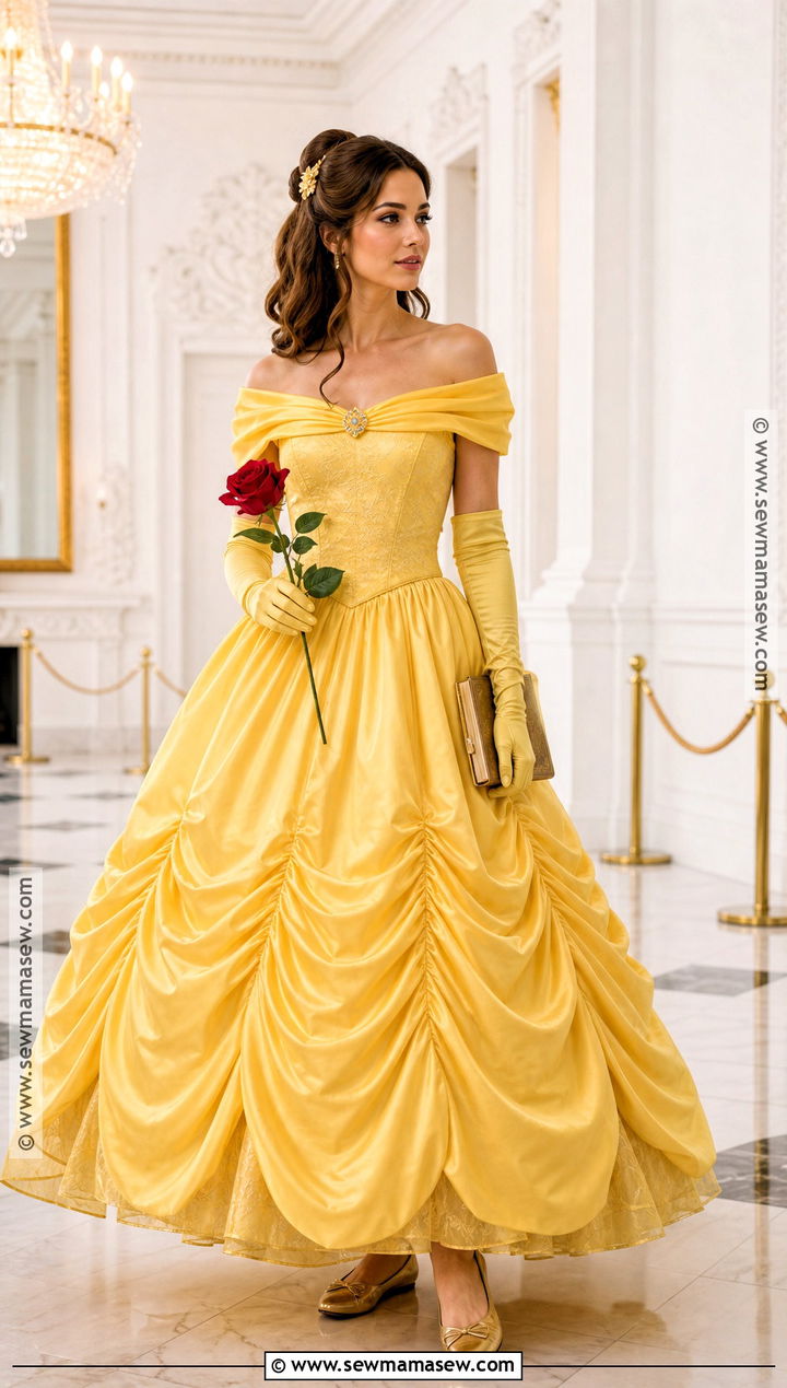 Belle Costume With Yellow Ball Gown - 30 halloween costumes for brown hair