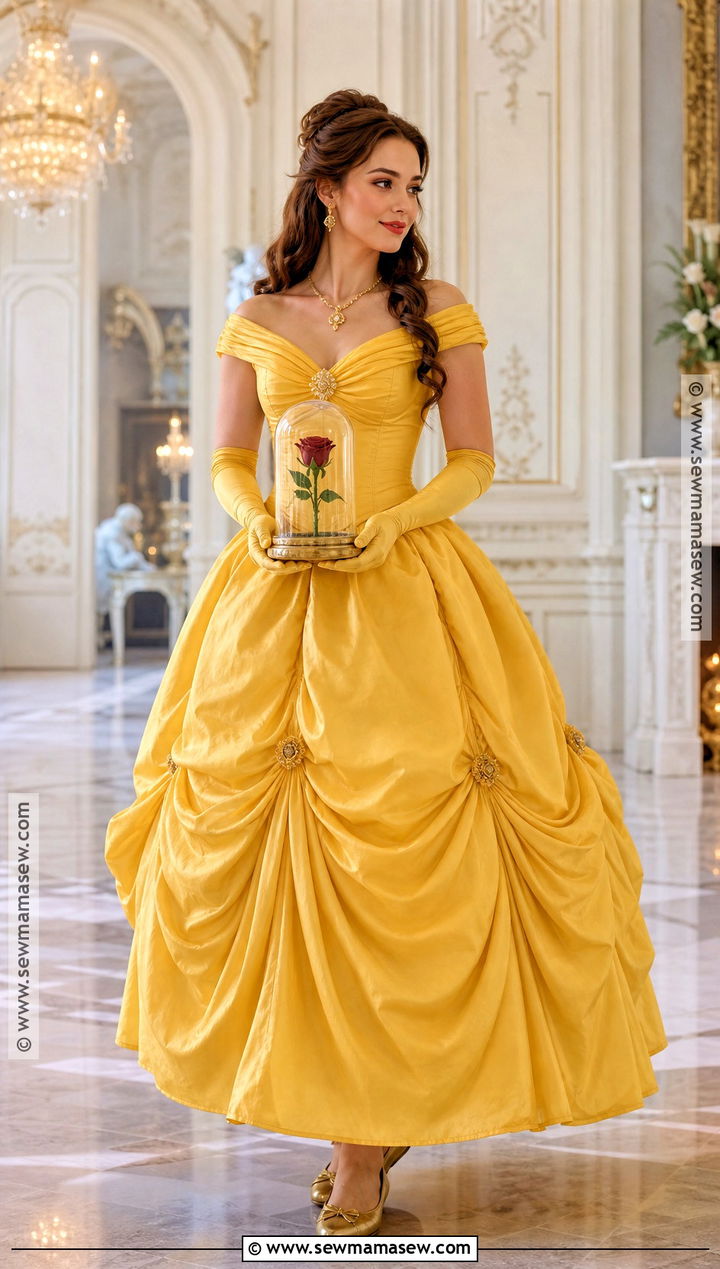 Belle Costume With Yellow Gown - 30 Disney Characters Dress Up Ideas