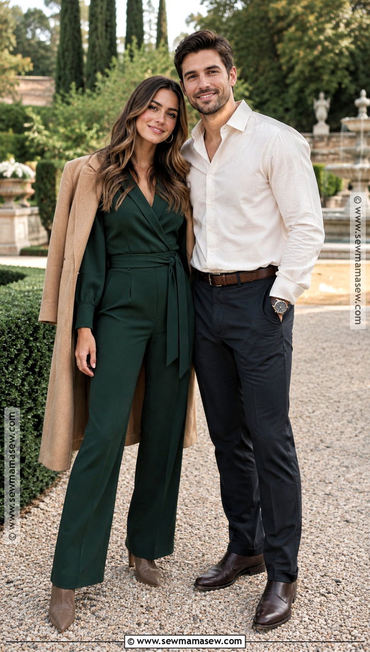 Belted Jumpsuit Engagement Photo Outfit - 15 engagement photo shoot outfits fall