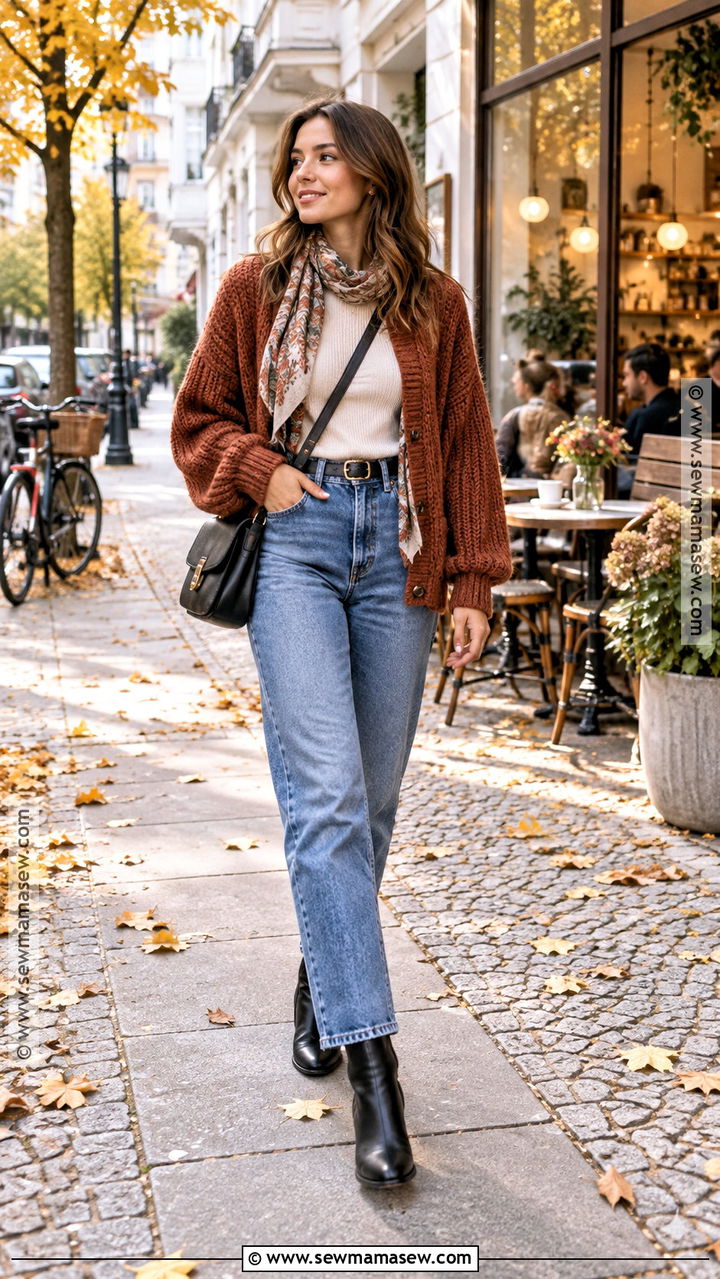 Berlin Autumn Cardigan And Straight Leg Jeans Outfit - 20 berlin outfit autumn ideas