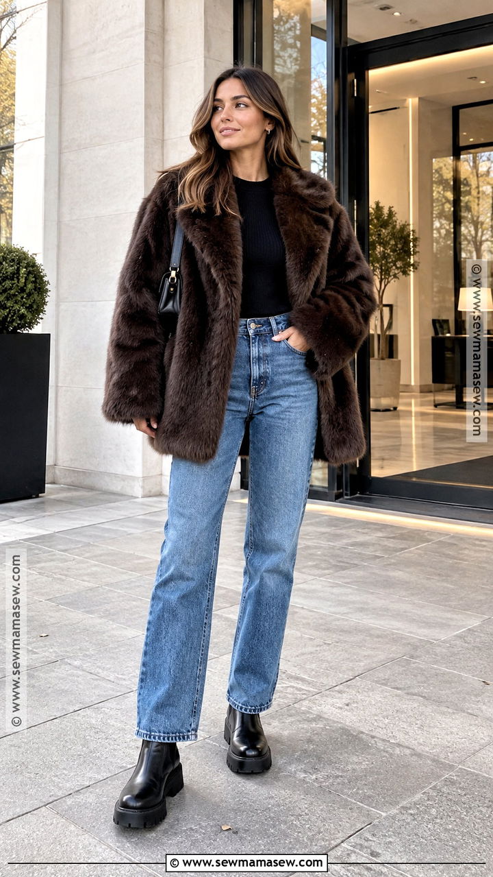 Berlin Autumn Faux Fur Coat And Jeans Outfit - 20 berlin outfit autumn ideas