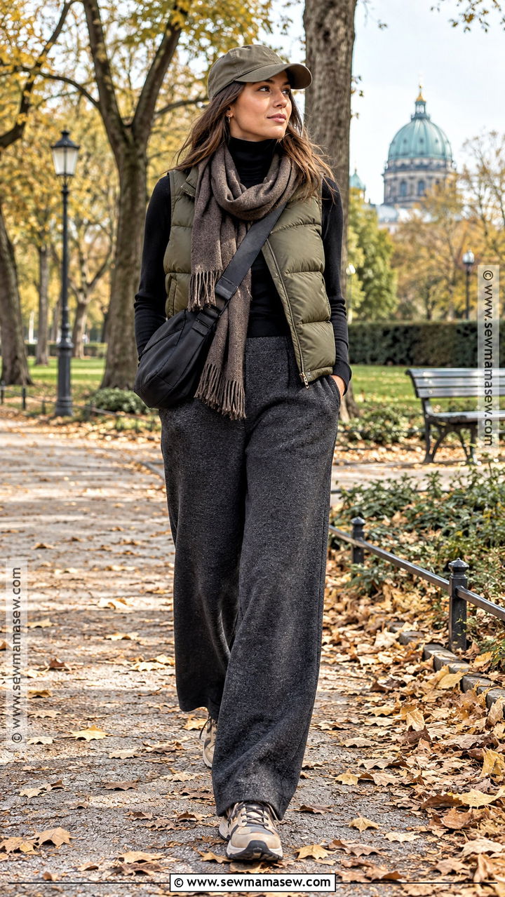 Berlin Autumn Puffer Vest And Knit Pants Outfit - 20 berlin outfit autumn ideas