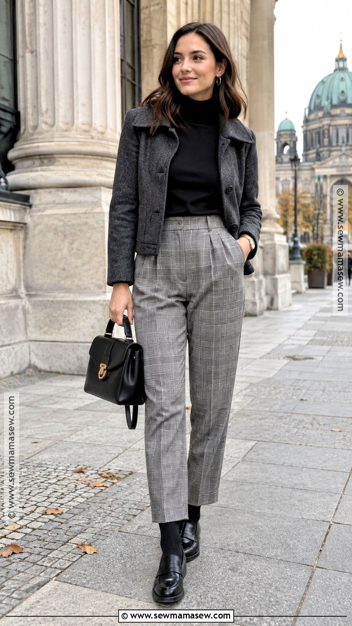 Berlin Autumn Turtleneck And Plaid Trousers Outfit - 20 berlin outfit autumn ideas