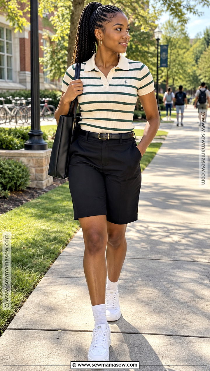 Bermuda Shorts and Polo Shirt Outfit - 15 shein back to school outfits for black women