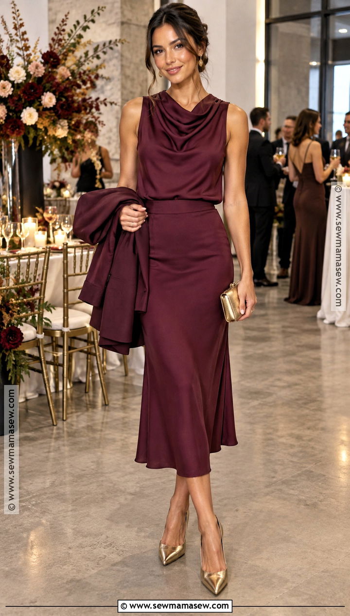 Berry Fall Wedding Guest Two Piece Set - 15 fall wedding outfit inspiration ideas