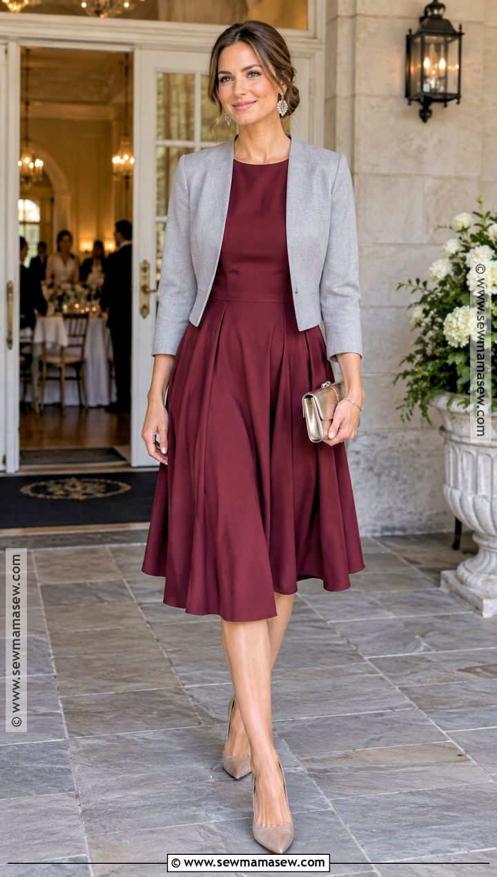 Berry Fit And Flare September Wedding Guest Outfit - 25 september wedding guest outfit ideas