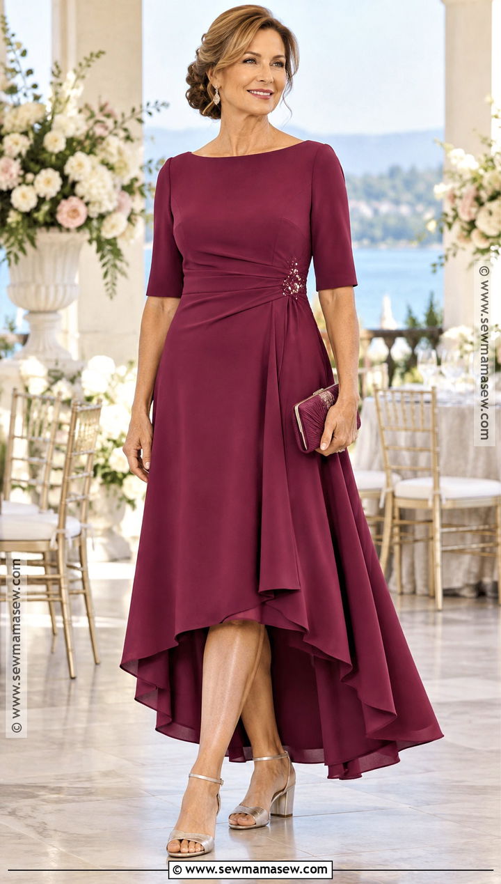 Berry High Low Mother of the Bride Gown - 25 fall mother of the bride dresses