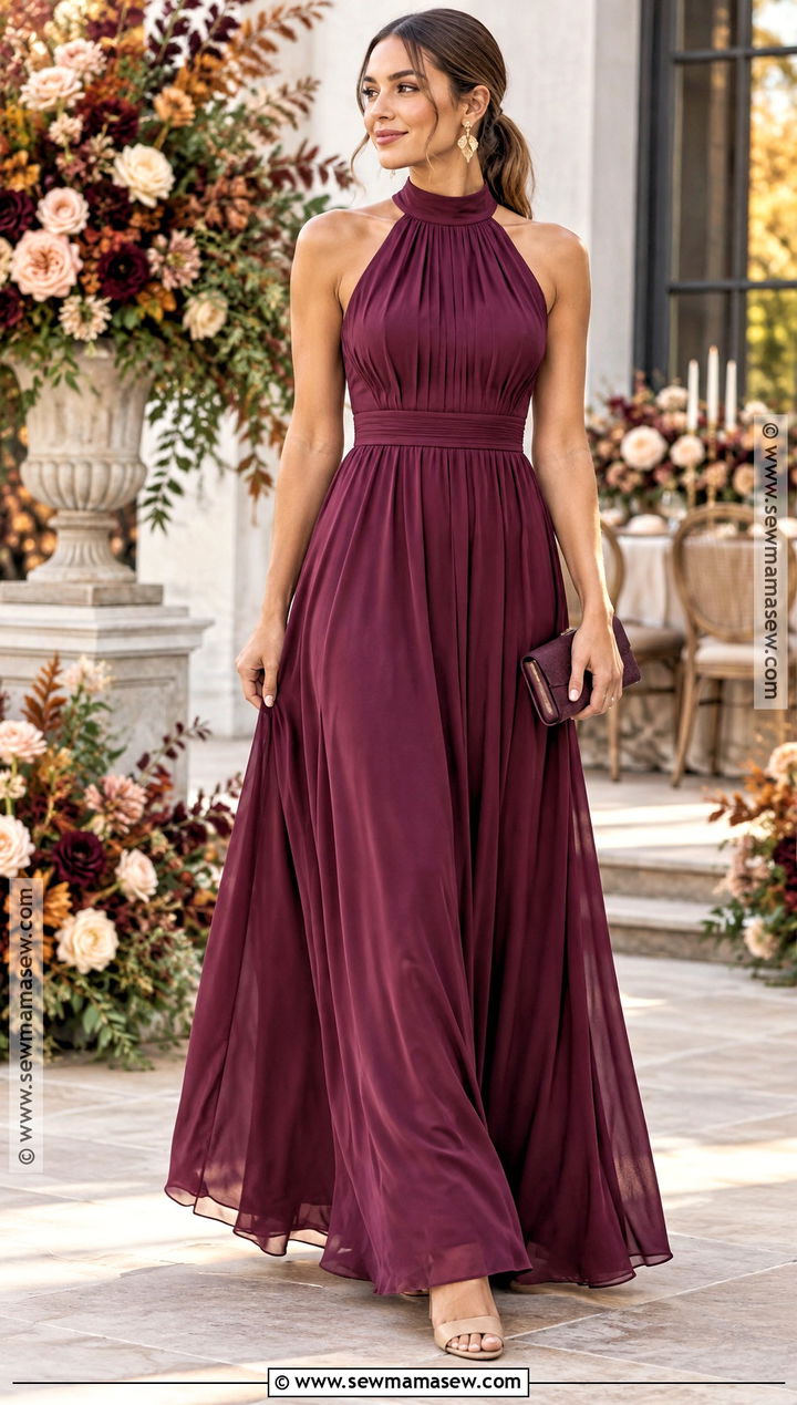 Berry High Neck Maid of Honor Dress - 20 fall maid of honor dresses